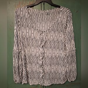 Lane Bryant 22/24 Women's Black and Off White Patterned Top